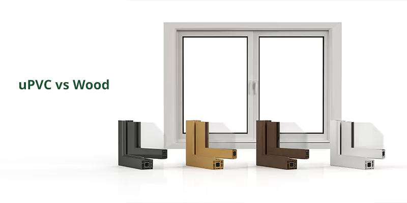 Comparison of uPVC sustainability and wood for windows, highlighting benefits like uPVC recyclable windows, energy efficiency, and reduced carbon footprint.